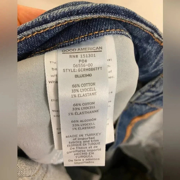 Good American Good Classic Raw Hem High Rise Jeans Blue 940 Size 12/31 - Picture 6 of 7